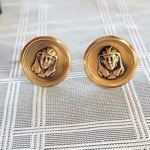 Vintage Goldtone Egyptian King Tut Cufflinks